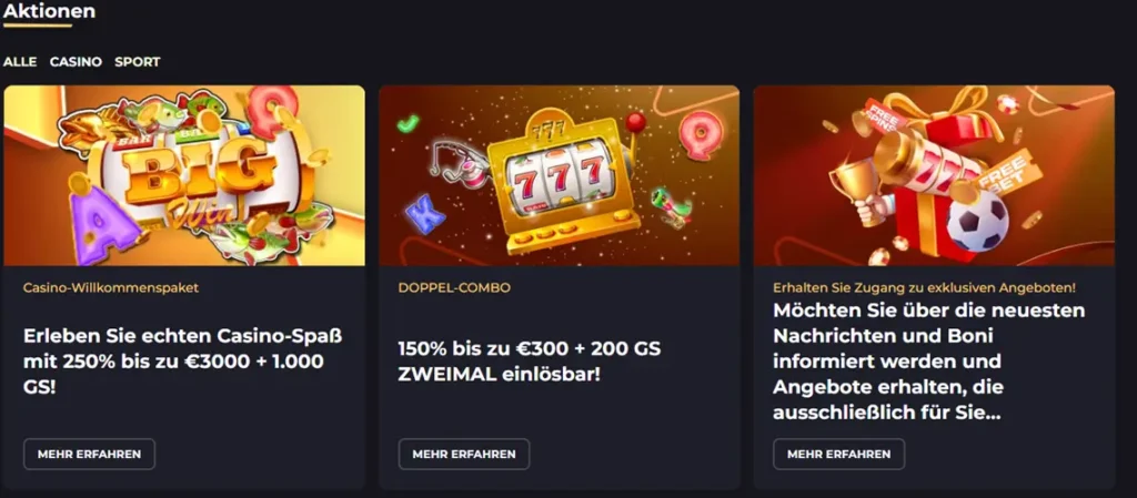 Bonus Aktionen im Online Casino Betizy