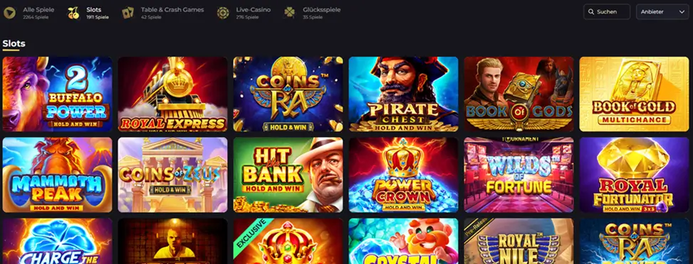 Spielauswahl im Online Casino Betizy