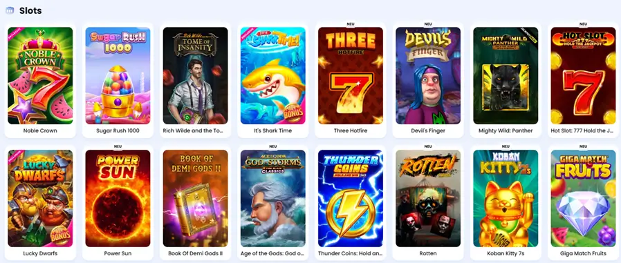 Spielauswahl im Online Casino CasinoLab