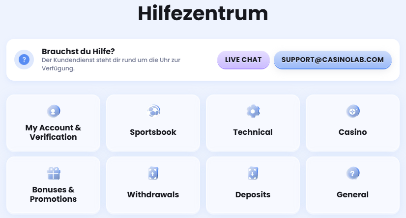 Support im Online Casino CasinoLab