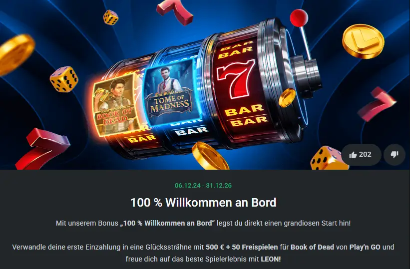 Neukundenbonus im Online Casino Leonbet