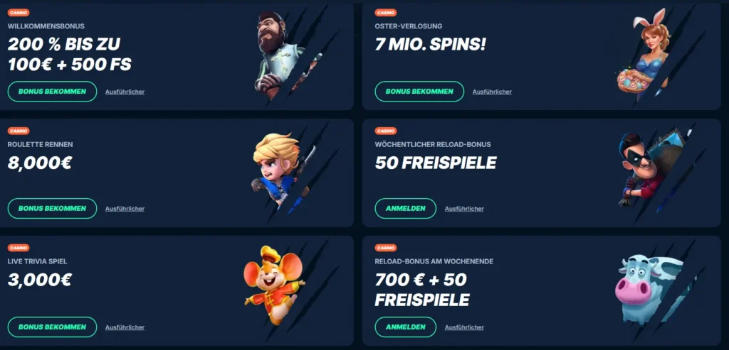 Bonus Aktionen im Online Casino PlayZilla