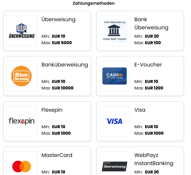 Zahlungsmethoden zum Einzahlen im Online Casino Pribet