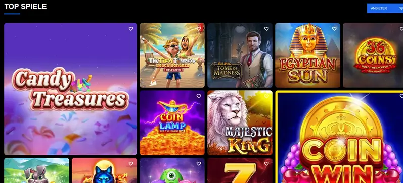 Spielauswahl im Online Casino Pribet