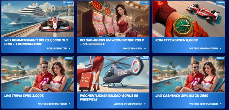 Bonusprogramm im Online Casino Wonaco