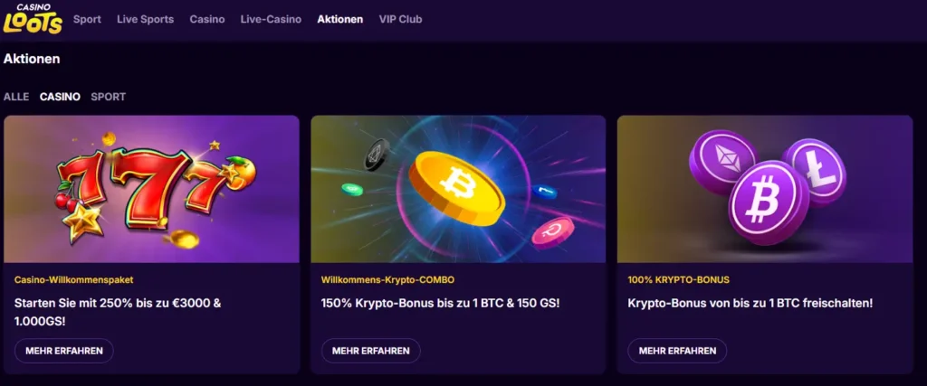 Bonusaktionen bei CasinoLoots
