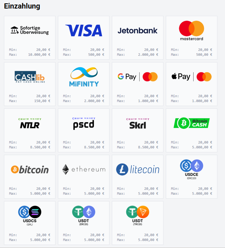 Zahlungsmethoden bei CasinoLoots