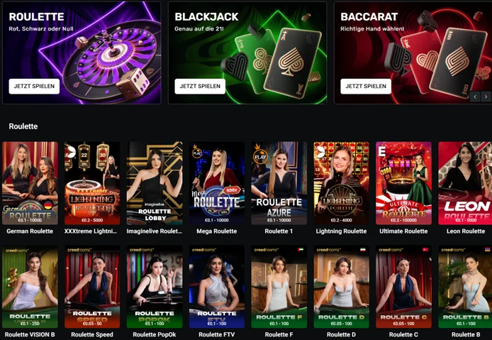 Online Roulette Auswahl bei Leon