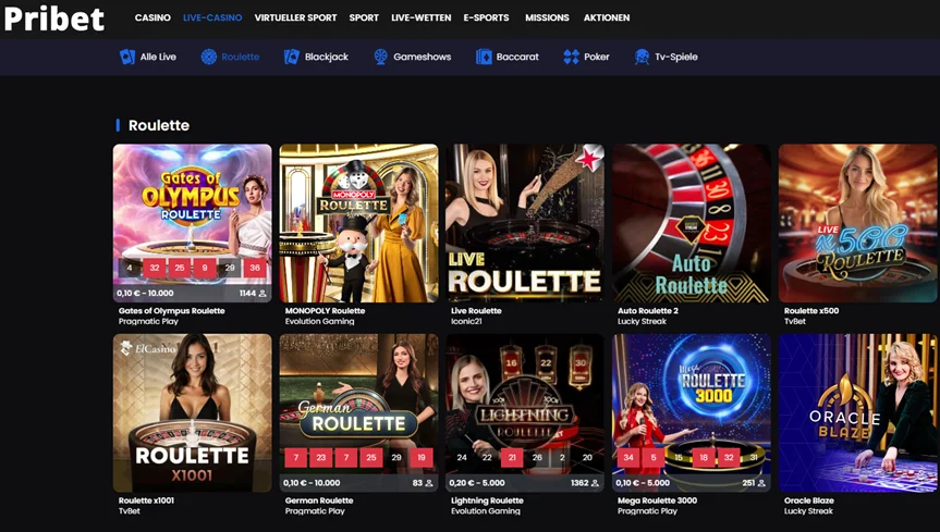Online Roulette mit Echtgeld spielen bei Pribet